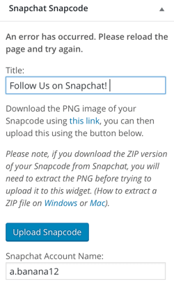 תוסף יישומון snapcode של snapchat