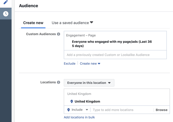 כיצד למקד לידים חמים עם מודעות פייסבוק מסנג'ר, שלב 6, קהל שעסק בדף