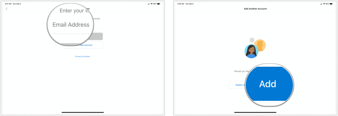 Microsoft Outlook עבור iPad, הוסף דוא"ל