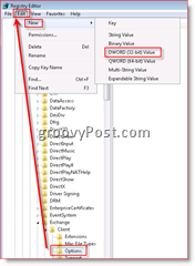 עורך הרישום של Windows המאפשר שחזור דוא"ל בתיבת הדואר הנכנס עבור Outlook 2007 Dword