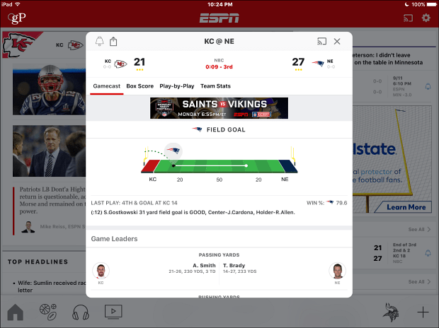 אפליקציית iPad iPad של ESPN