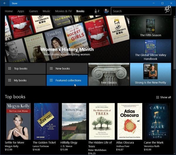 ספרים אלקטרוניים של Windows 10