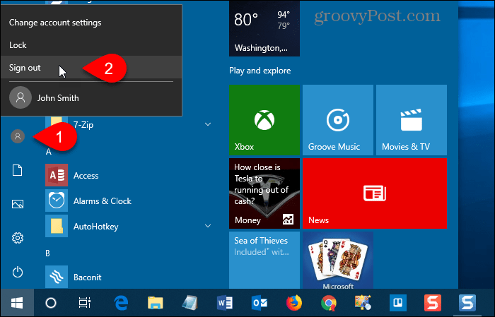 צא מ- Windows 10