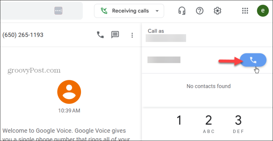 לבצע שיחות Google Voice
