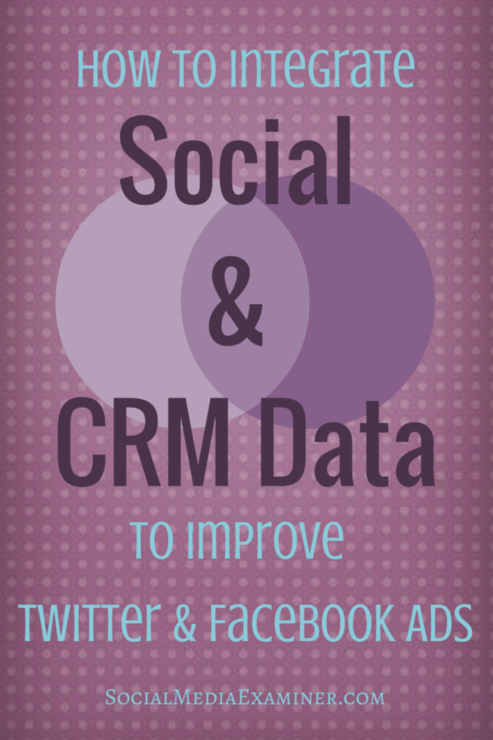 כיצד לשלב נתונים חברתיים ו- CRM לשיפור מודעות הטוויטר והפייסבוק שלך: בוחן מדיה חברתית