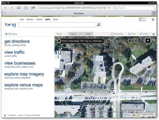 Bing מפות iPad