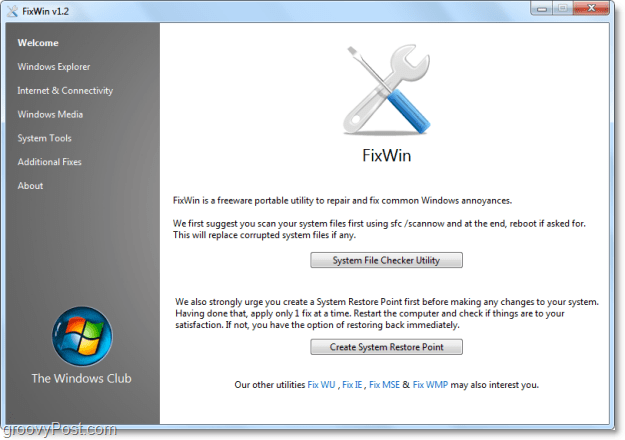 תקן 50 בעיות נפוצות של Windows 7 עם FixWin [groovyReview]