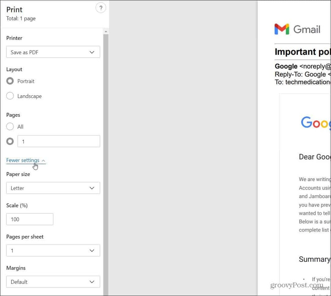 כיצד לשמור הודעת Gmail כקובץ PDF