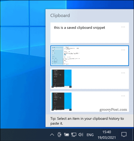 לוח הלוח של Windows 10