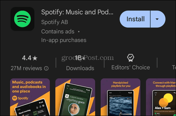 התקן את אפליקציית Spotify מחנות Google Play