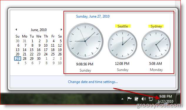 Microsoft Windows 7 מציגה שעונים נוספים באזורי זמן שונים